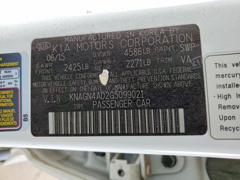 51987446 :رقم المزاد ، KNAGN4AD2G5099021 vin ، 2016 Kia Optima مزاد بيع