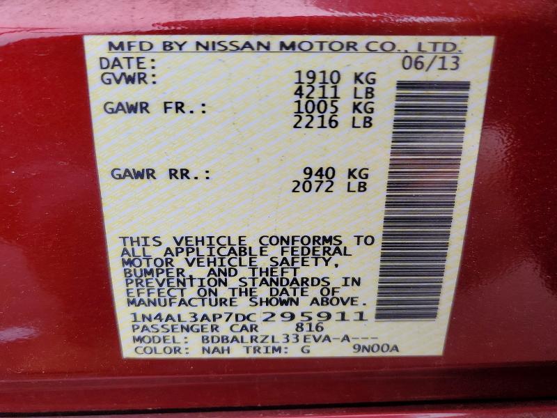 Продажа на аукционе авто 2013 Nissan Altima, vin: 1N4AL3AP7DC295911, номер лота: 53113956