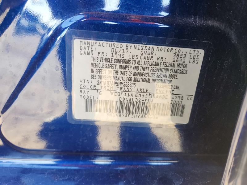 Aukcja sprzedaży 2017 Nissan Sentra, vin: 3N1AB7AP5HY358606, numer aukcji: 53849836