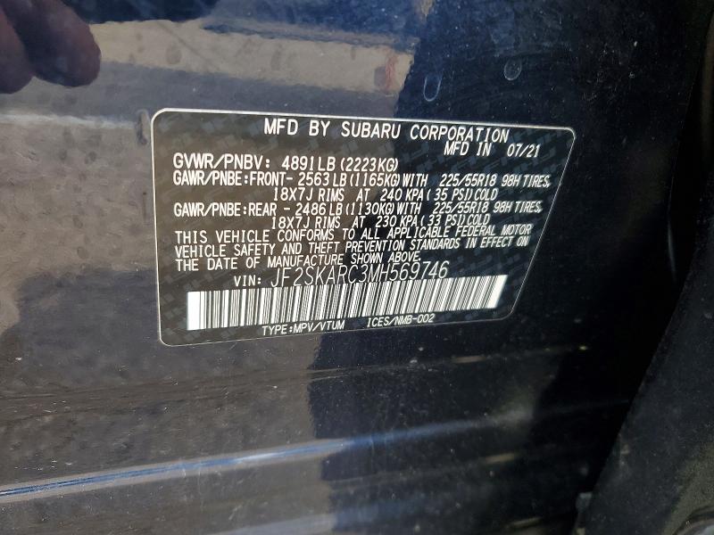 Aukcja sprzedaży 2021 Subaru Forester, vin: JF2SKARC3MH569746, numer aukcji: 53428516