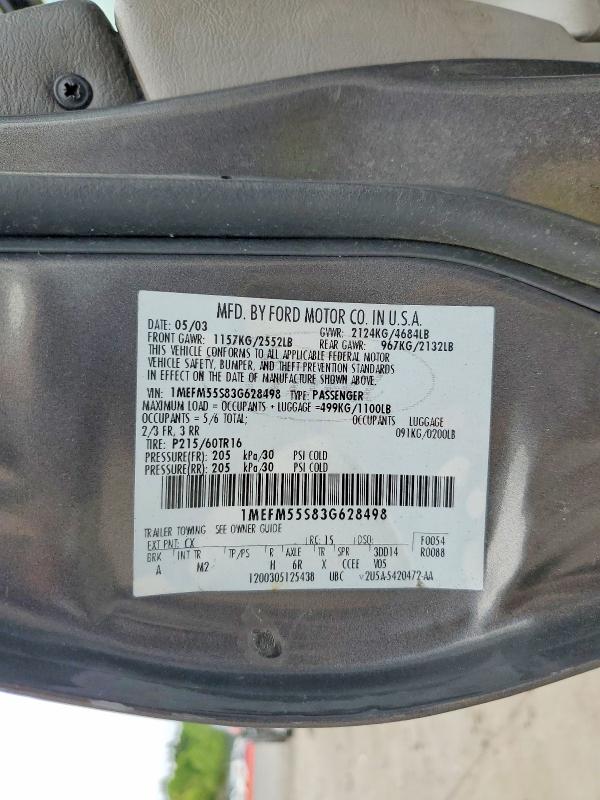 Продажа на аукционе авто 2003 Mercury Sable, vin: 1MEFM55S83G628498, номер лота: 54662306