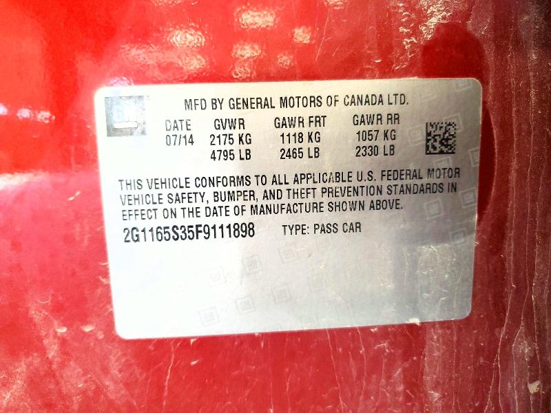 2015 Chevrolet Impala მანქანა იყიდება აუქციონზე, vin: 2G1165S35F9111898, აუქციონის ნომერი: 55425516