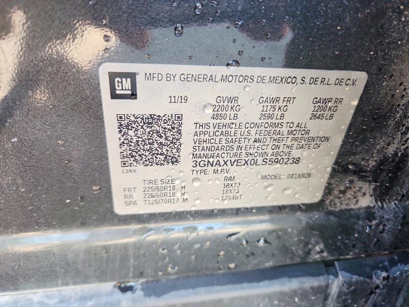Продаж на аукціоні авто 2020 Chevrolet Equinox, vin: 3GNAXVEX0LS590238, номер лоту: 53706936