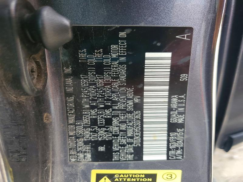 Продажа на аукционе авто 2012 Toyota Highlander, vin: 5TDZK3EH5CS073626, номер лота: 54660566