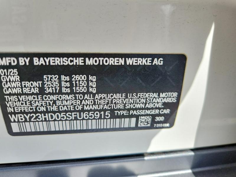 Продажа на аукционе авто 2025 Bmw I4, vin: WBY23HD05SFU65915, номер лота: 53734326