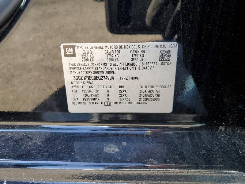 2014 Chevrolet Silverado მანქანა იყიდება აუქციონზე, vin: 3GCUKREC0EG274904, აუქციონის ნომერი: 53415976