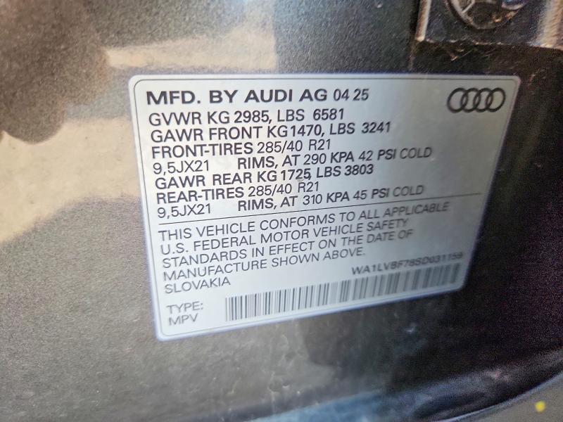 Продажа на аукционе авто 2025 Audi Q7, vin: WA1LVBF78SD031159, номер лота: 54682186