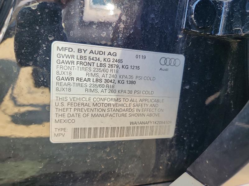 Aukcja sprzedaży 2019 Audi Q5, vin: WA1ANAFY1K2054109, numer aukcji: 53557486