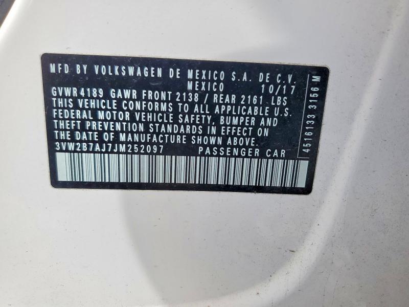 Aukcja sprzedaży 2018 Volkswagen Jetta, vin: 3VW2B7AJ7JM252097, numer aukcji: 54997176