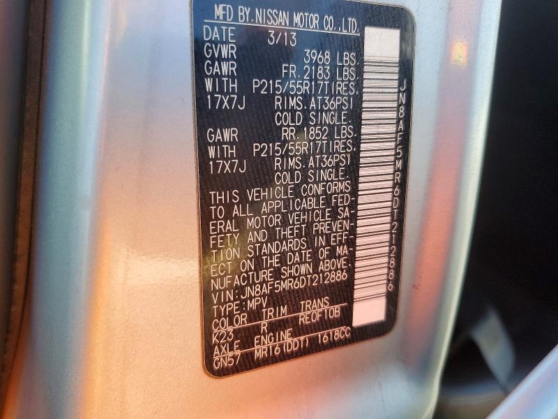 Продаж на аукціоні авто 2013 Nissan Juke, vin: JN8AF5MR6DT212886, номер лоту: 55243646