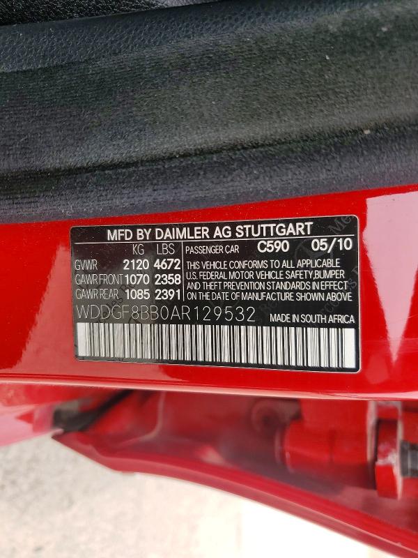 Продаж на аукціоні авто 2010 Mercedes-benz C, vin: WDDGF8BB0AR129532, номер лоту: 52988816