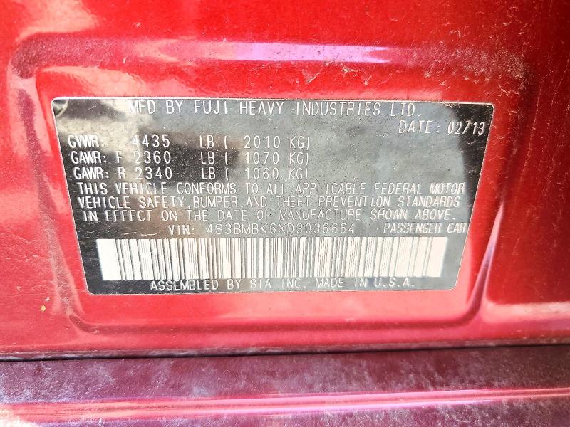 52718656 :رقم المزاد ، 4S3BMBK6XD3036664 vin ، 2013 Subaru Legacy مزاد بيع