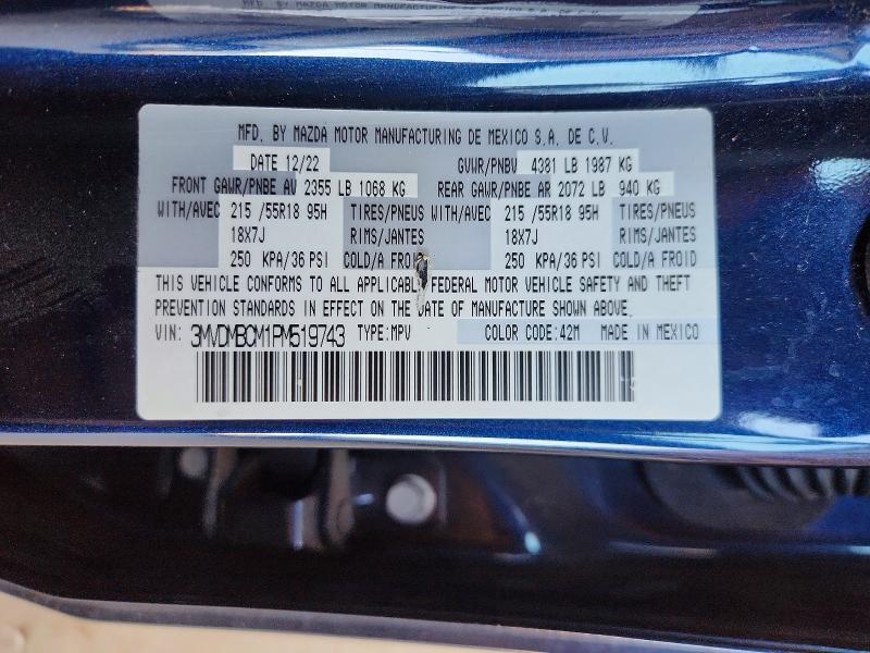 53784806 :رقم المزاد ، 3MVDMBCM1PM519743 vin ، 2023 Mazda Cx-30 مزاد بيع