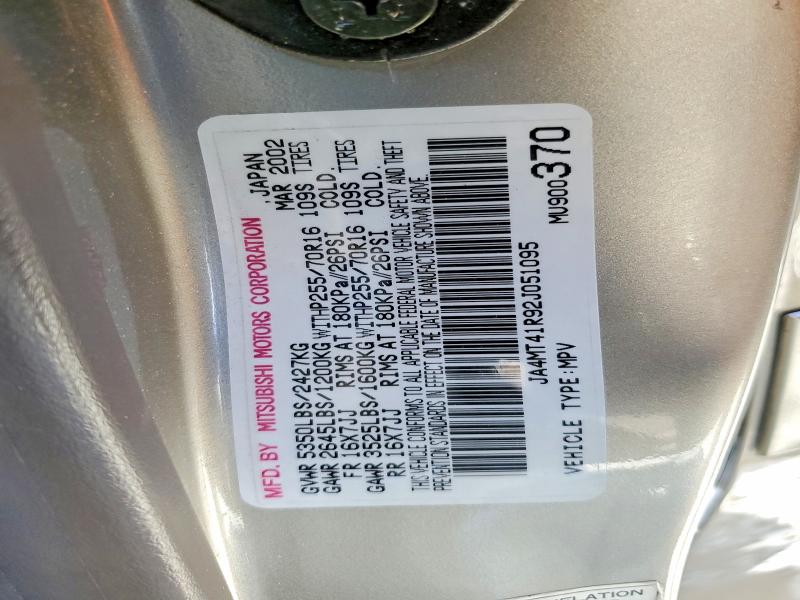 52503906 :رقم المزاد ، JA4MT41R92J051095 vin ، 2002 Mitsubishi Montero مزاد بيع