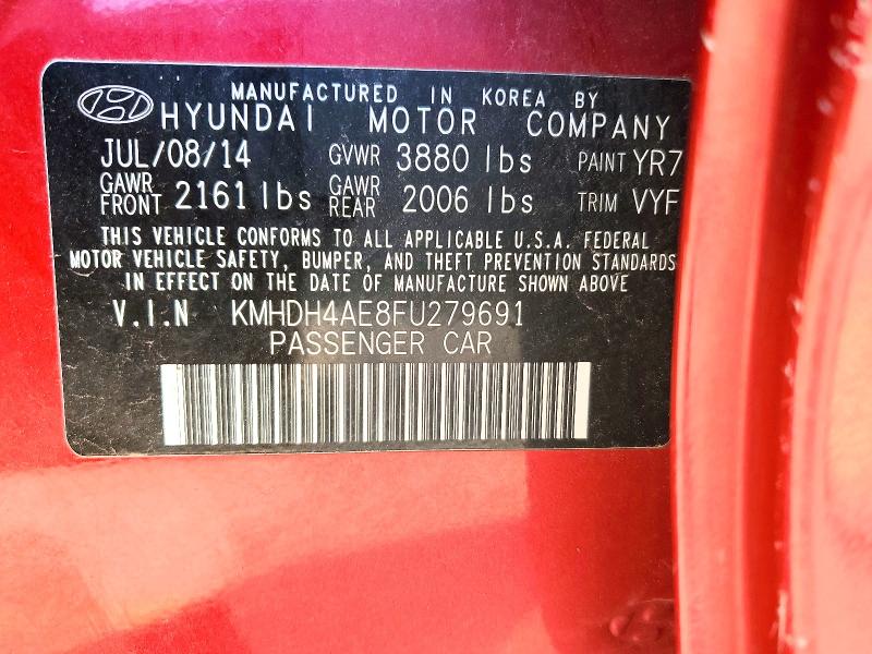 Продаж на аукціоні авто 2015 Hyundai Elantra, vin: KMHDH4AE8FU279691, номер лоту: 52272146