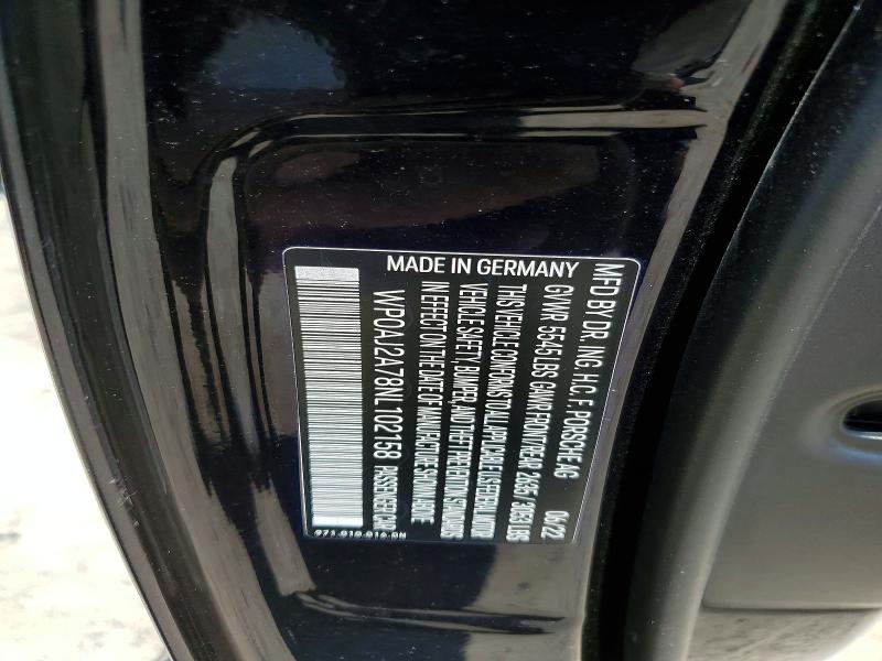 Продаж на аукціоні авто 2022 Porsche Panamera, vin: WP0AJ2A78NL102158, номер лоту: 55142056
