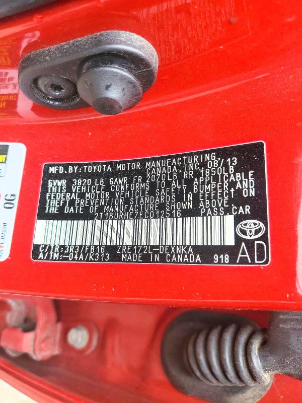 Продаж на аукціоні авто 2014 Toyota Corolla, vin: 2T1BURHE7EC012516, номер лоту: 55147806