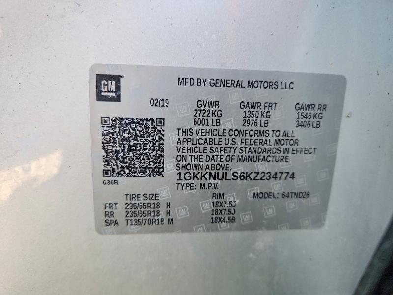 Продаж на аукціоні авто 2019 Gmc Acadia, vin: 1GKKNULS6KZ234774, номер лоту: 54115466