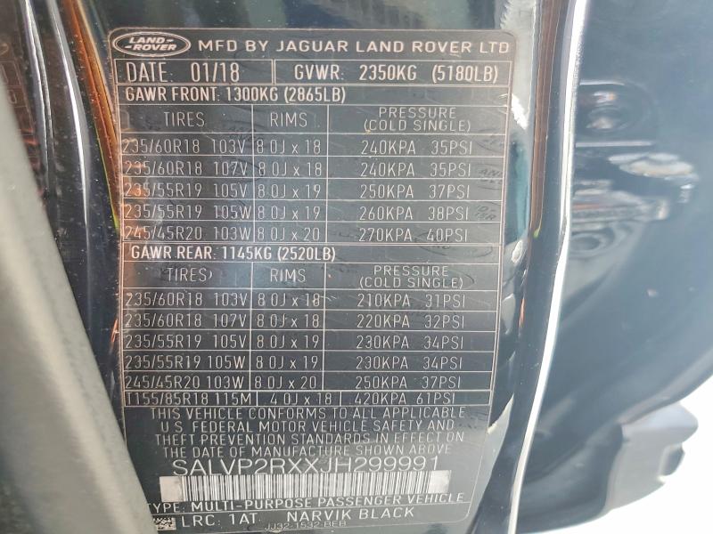 Aukcja sprzedaży 2018 Land Rover Range Rover Evoque, vin: SALVP2RXXJH299991, numer aukcji: 54012646