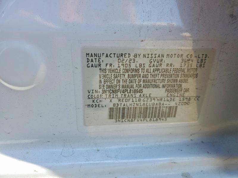 2023 Nissan Versa მანქანა იყიდება აუქციონზე, vin: 3N1CN8FV4PL818945, აუქციონის ნომერი: 53231726