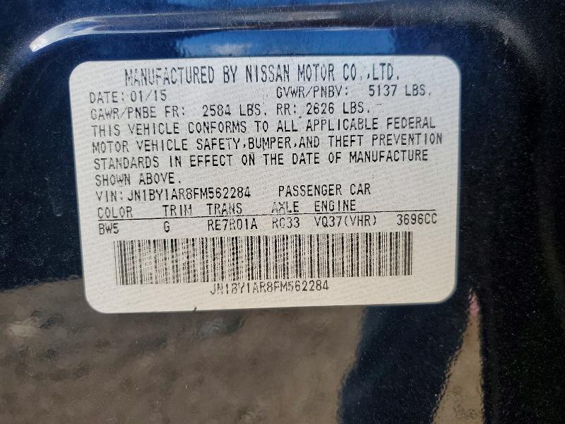 Продаж на аукціоні авто 2015 Infiniti Q70, vin: JN1BY1AR8FM562284, номер лоту: 52421026