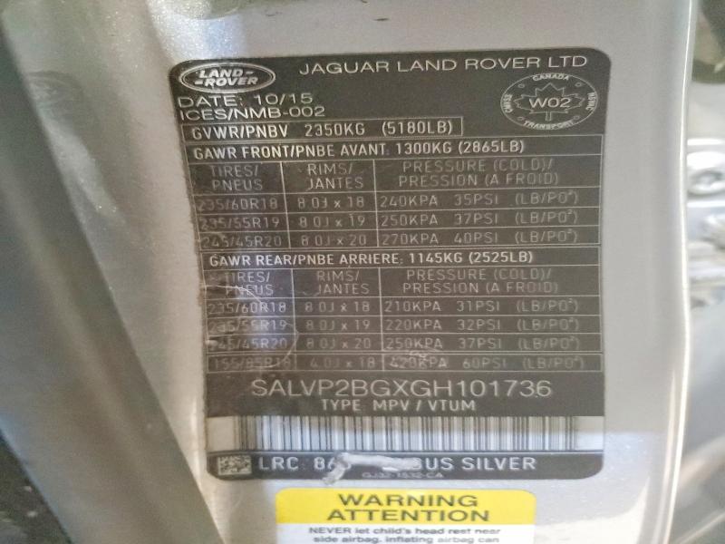 Продажа на аукционе авто 2016 Land Rover Range Rover Evoque, vin: SALVP2BGXGH101736, номер лота: 53335996