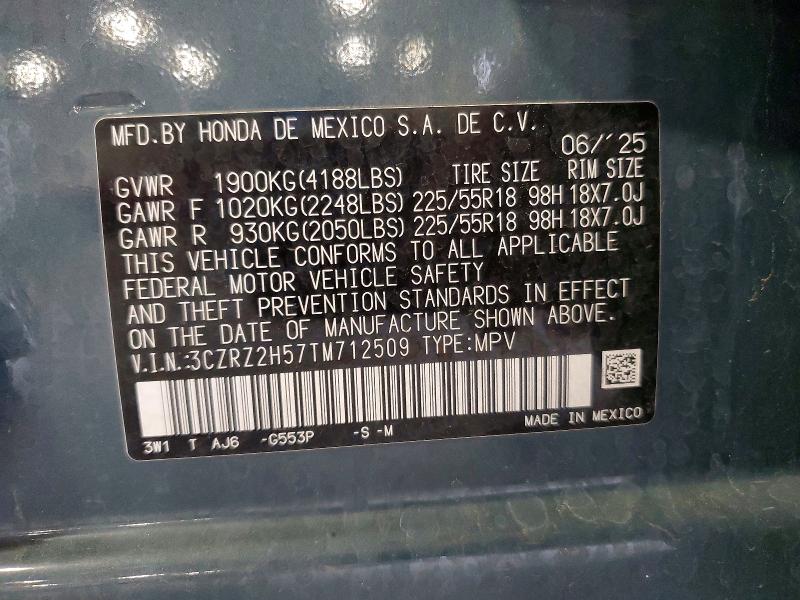 Продаж на аукціоні авто 2026 Honda Hr-v, vin: 3CZRZ2H57TM712509, номер лоту: 54287176