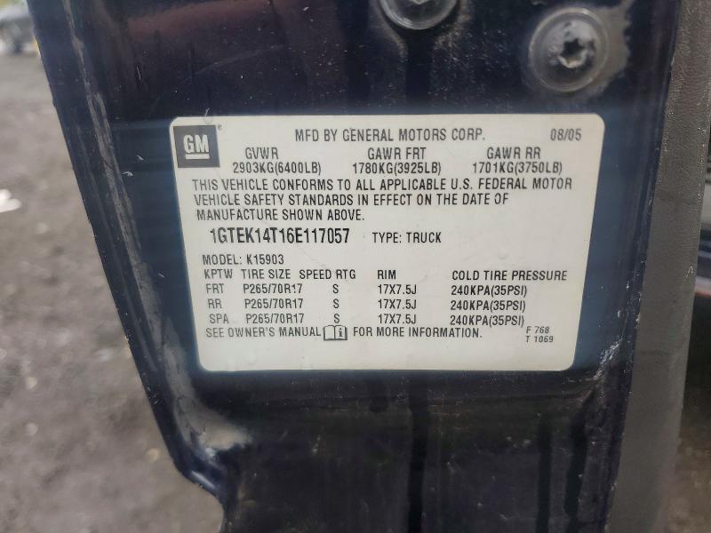 52501156 :رقم المزاد ، 1GTEK14T16E117057 vin ، 2006 Gmc Siera 1500 مزاد بيع