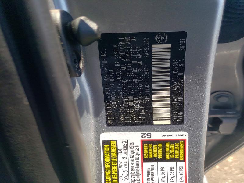 2023 Toyota Camry მანქანა იყიდება აუქციონზე, vin: 4T1G11AK5PU779492, აუქციონის ნომერი: 51973046