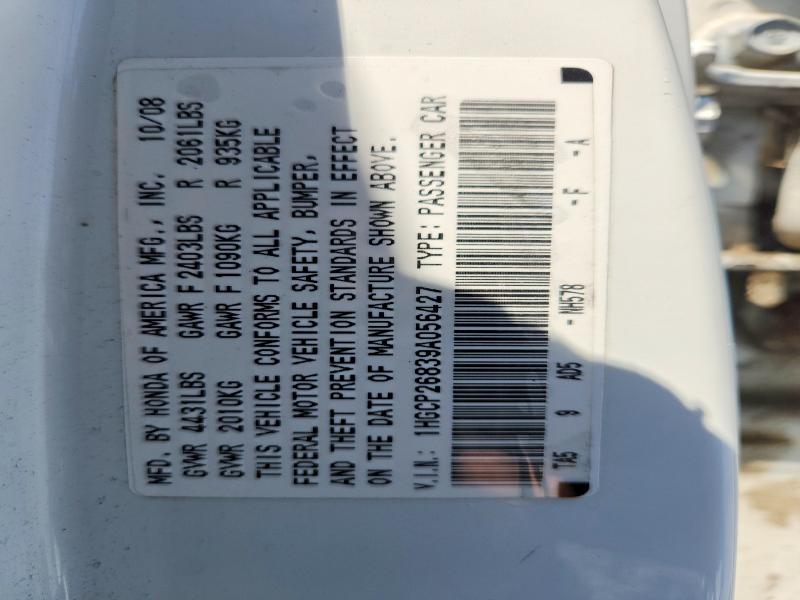 53778666 :رقم المزاد ، 1HGCP26839A056427 vin ، 2009 Honda Accord مزاد بيع
