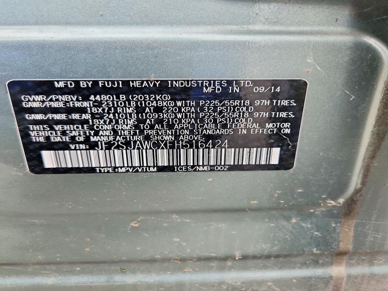 Продаж на аукціоні авто 2015 Subaru Forester, vin: JF2SJAWCXFH516424, номер лоту: 52413076