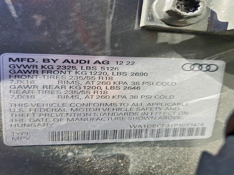 Aukcja sprzedaży 2023 Audi Q3, vin: WA1DECF31P1077478, numer aukcji: 52899356