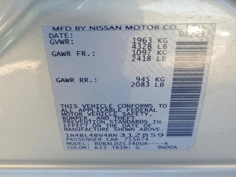 Продажа на аукционе авто 2024 Nissan Altima, vin: 1N4BL4BV4RN312859, номер лота: 52887706