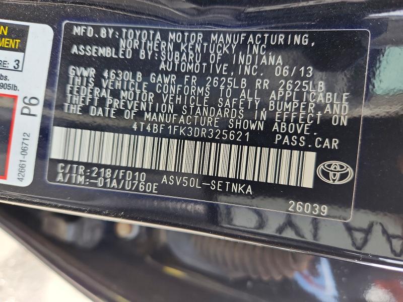 Aukcja sprzedaży 2013 Toyota Camry, vin: 4T4BF1FK3DR325621, numer aukcji: 53412636
