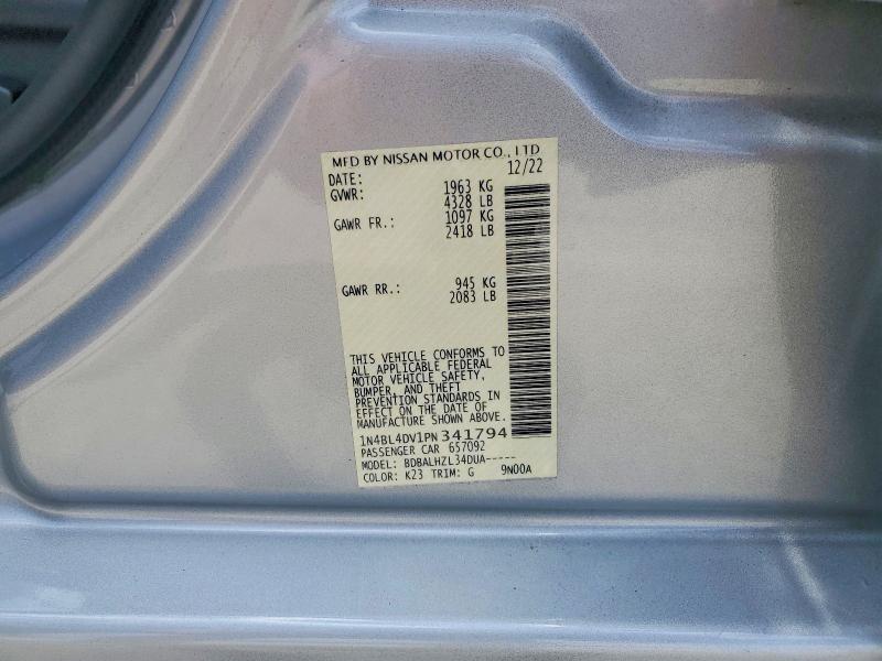 2023 Nissan Altima მანქანა იყიდება აუქციონზე, vin: 1N4BL4DV1PN341794, აუქციონის ნომერი: 54441756