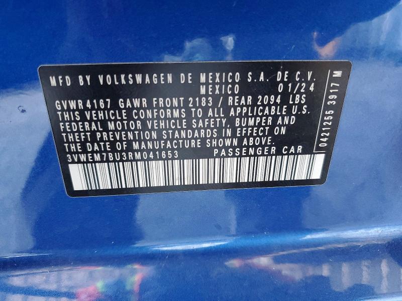 53203776 :رقم المزاد ، 3VWEM7BU3RM041653 vin ، 2024 Volkswagen Jetta مزاد بيع