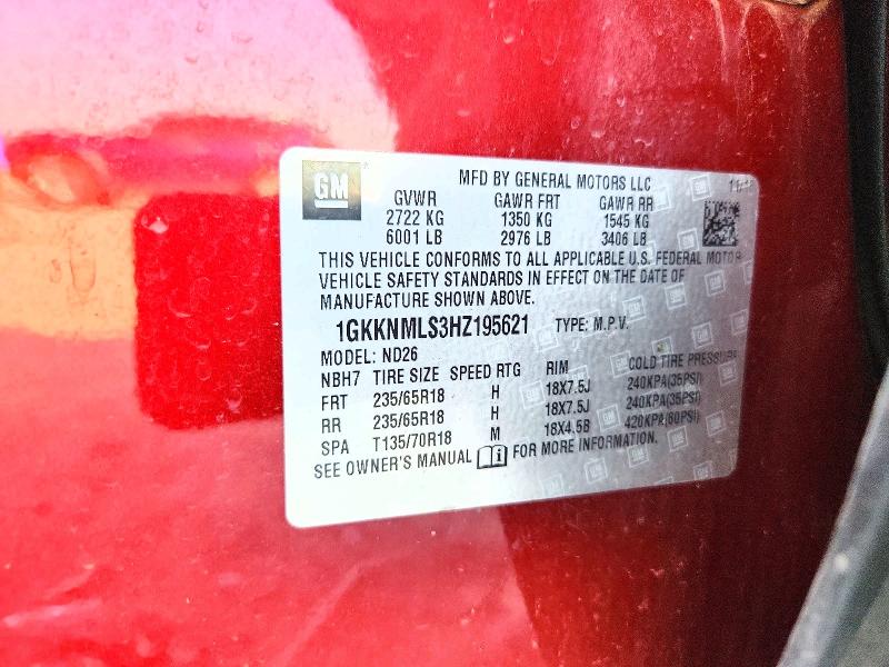 Продажа на аукционе авто 2017 Gmc Acadia, vin: 1GKKNMLS3HZ195621, номер лота: 53376616