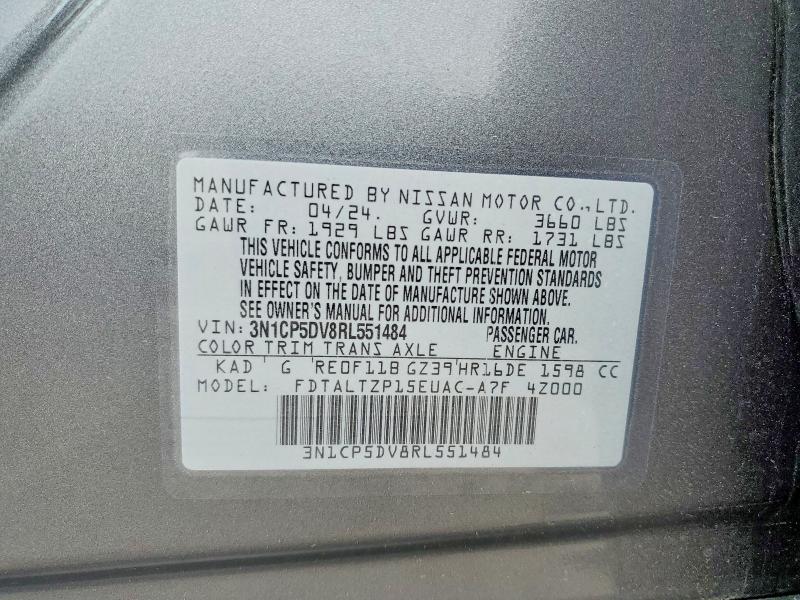 53385226 :رقم المزاد ، 3N1CP5DV8RL551484 vin ، 2024 Nissan Kicks مزاد بيع