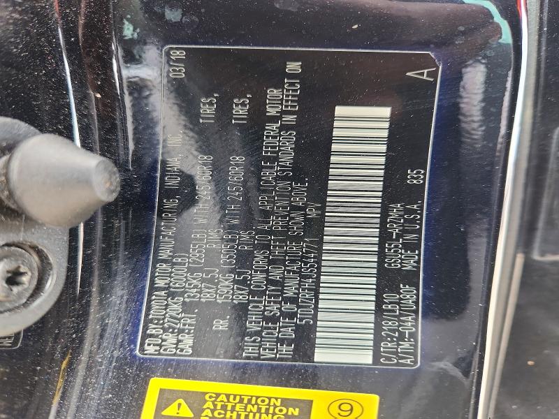 Aukcja sprzedaży 2018 Toyota Highlander, vin: 5TDJZRFH4JS544771, numer aukcji: 53323696