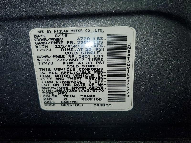 Продаж на аукціоні авто 2019 Nissan Rogue, vin: JN8AT2MV1KW375770, номер лоту: 51830276