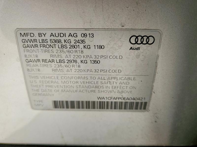 Aukcja sprzedaży 2014 Audi Q5, vin: WA1CFAFP0EA040421, numer aukcji: 53485756