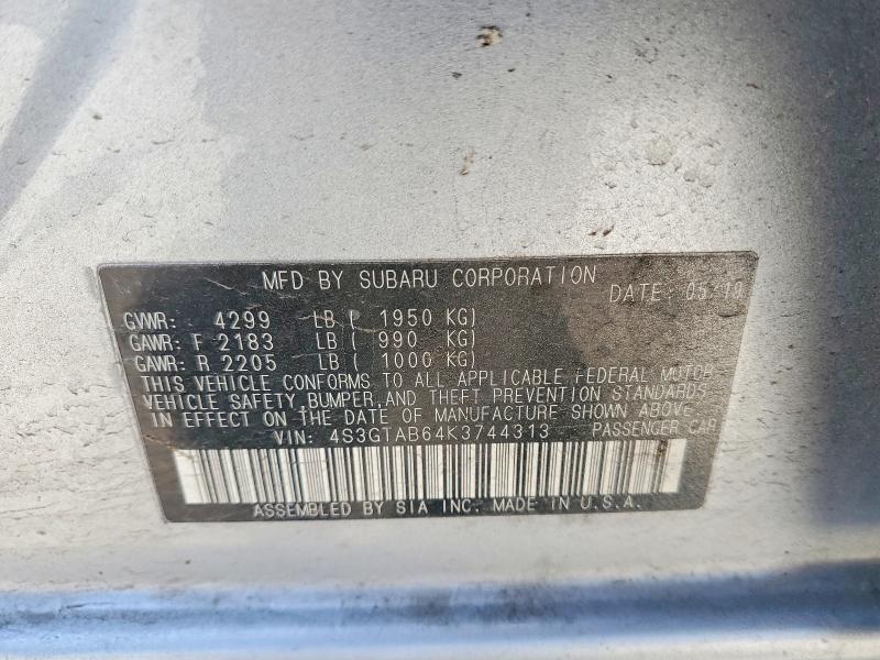 Продаж на аукціоні авто 2019 Subaru Impreza, vin: 4S3GTAB64K3744313, номер лоту: 54186766