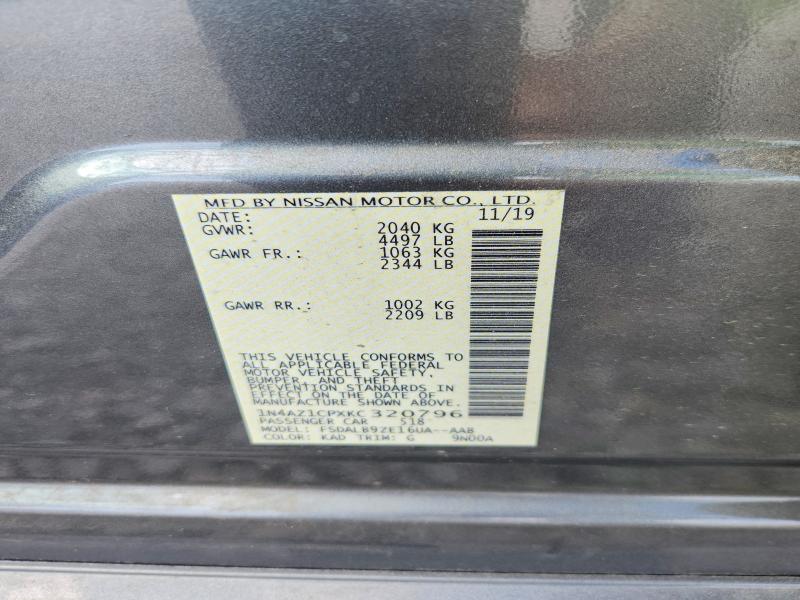 2019 Nissan Leaf მანქანა იყიდება აუქციონზე, vin: 1N4AZ1CPXKC320796, აუქციონის ნომერი: 53102706