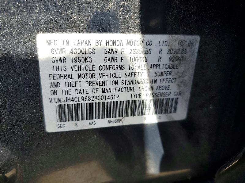 2008 Acura Tsx მანქანა იყიდება აუქციონზე, vin: JH4CL96828C014612, აუქციონის ნომერი: 55140876