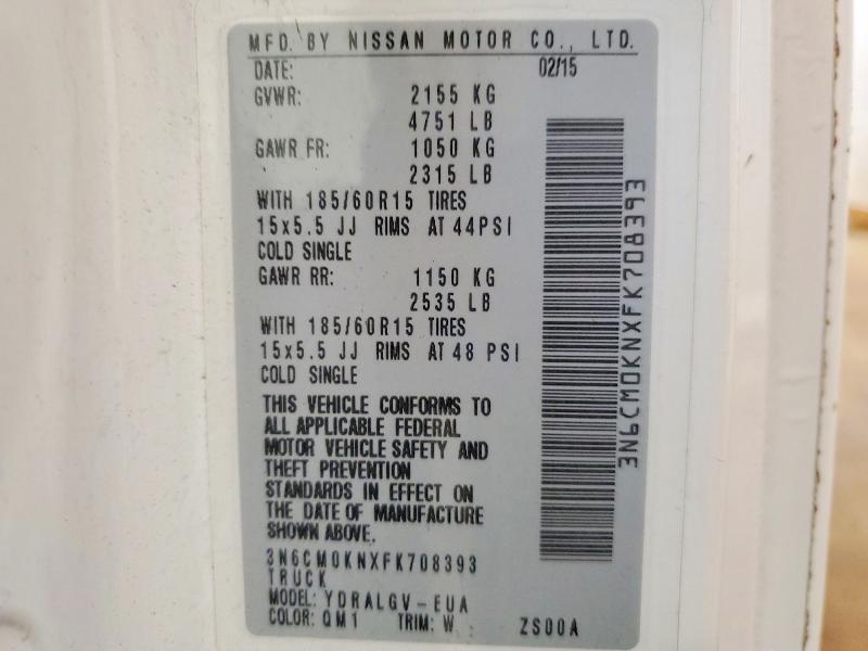 2015 Nissan Nv200 მანქანა იყიდება აუქციონზე, vin: 3N6CM0KNXFK708393, აუქციონის ნომერი: 53187926
