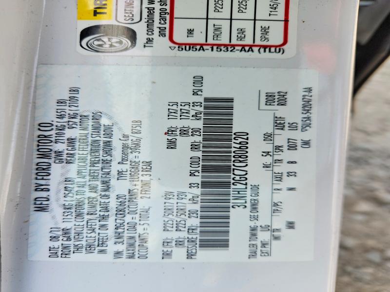 2012 Lincoln Mkz მანქანა იყიდება აუქციონზე, vin: 3LNHL2GC7CR806620, აუქციონის ნომერი: 53414106