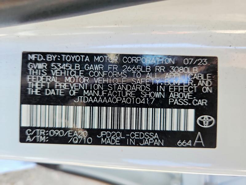 Продаж на аукціоні авто 2023 Toyota Mirai, vin: JTDAAAAA0PA010417, номер лоту: 52491866