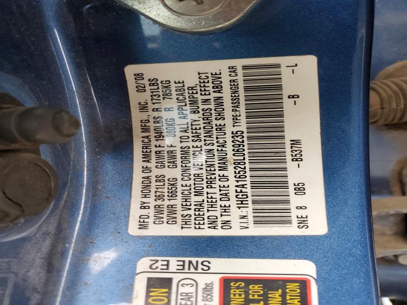 Auction sale of the 2008 Honda Civic, vin: 1HGFA16528L069235, lot number: 52253676