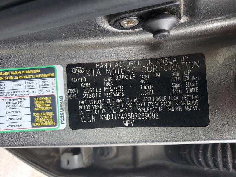 53827366 :رقم المزاد ، KNDJT2A25B7239092 vin ، 2011 Kia Soul مزاد بيع