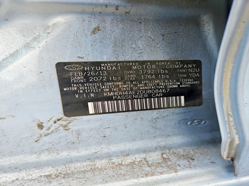 2013 Hyundai Elantra მანქანა იყიდება აუქციონზე, vin: KMHDH4AE2DU808467, აუქციონის ნომერი: 53202396